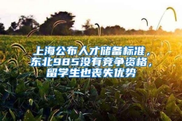 上海公布人才储备标准，东北985没有竞争资格，留学生也丧失优势