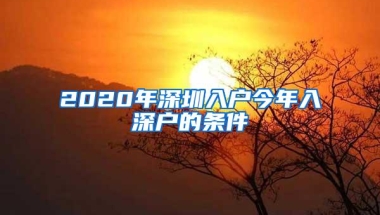 2020年深圳入户今年入深户的条件