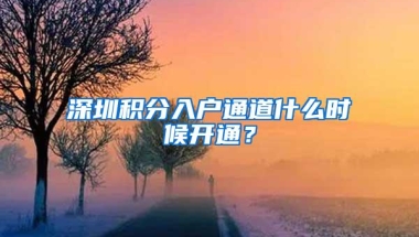 深圳积分入户通道什么时候开通？