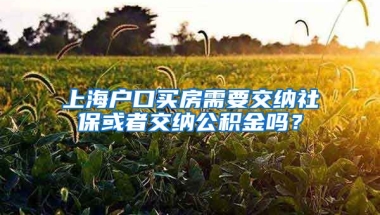 上海户口买房需要交纳社保或者交纳公积金吗？