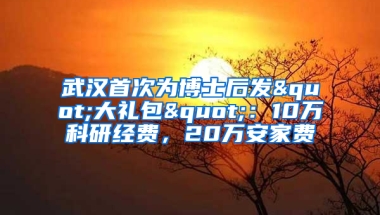 武汉首次为博士后发"大礼包"：10万科研经费，20万安家费