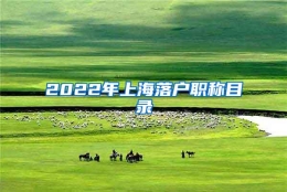 2022年上海落户职称目录