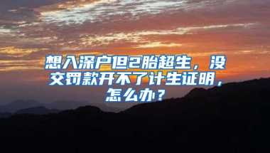 想入深户但2胎超生，没交罚款开不了计生证明，怎么办？