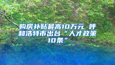 购房补贴最高10万元 呼和浩特市出台“人才政策10条”