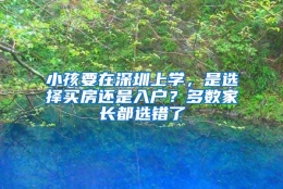 小孩要在深圳上学，是选择买房还是入户？多数家长都选错了