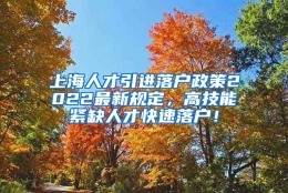 上海人才引进落户政策2022最新规定，高技能紧缺人才快速落户！