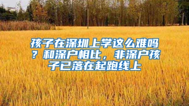 孩子在深圳上学这么难吗？和深户相比，非深户孩子已落在起跑线上