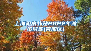 上海租房补贴2022年政策解读(青浦区)