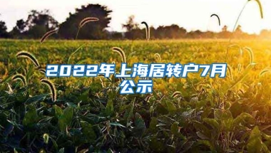 2022年上海居转户7月公示