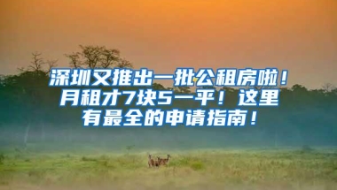 深圳又推出一批公租房啦！月租才7块5一平！这里有最全的申请指南！