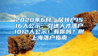 2020年6月，居转户1516人公示，引进人才落户1012人公示！有你吗？附上海落户指南