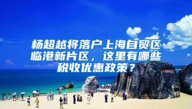 杨超越将落户上海自贸区临港新片区，这里有哪些税收优惠政策？