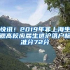 快讯！2019年非上海生源高校应届生进沪落户标准分72分