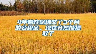 4年前在深圳交了3个月的公积金，现在竟然能提取了