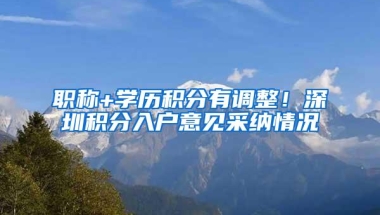 职称+学历积分有调整！深圳积分入户意见采纳情况