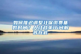 如何推迟调整社保缴费基数时间？人社政策16问解答在此→