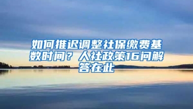 如何推迟调整社保缴费基数时间？人社政策16问解答在此→