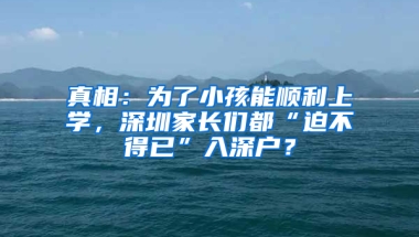 真相：为了小孩能顺利上学，深圳家长们都“迫不得已”入深户？