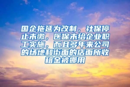 国企拖延为改制，社保停止未缴，医保未给企业职工实施，而且多年来公司的场地和街面的店面所收租金被挪用