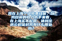 我在上海个人缴费社保，以我目前的收入水平来看，在上海买不起房，请问住房公积金对我有什么用处吗？