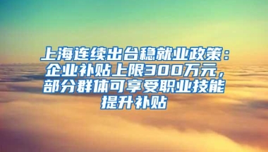 上海连续出台稳就业政策：企业补贴上限300万元，部分群体可享受职业技能提升补贴