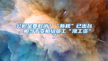 公积金要取消？“新规”已出台，相当于变相给员工“涨工资”了