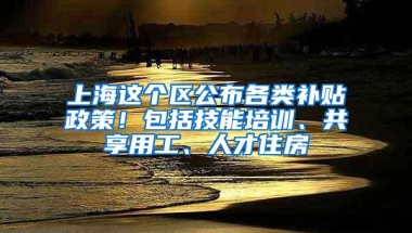 上海这个区公布各类补贴政策！包括技能培训、共享用工、人才住房