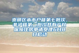 崇明区本市户籍第七批次、非沪籍第二批次共有产权保障住房申请受理6月8日启动