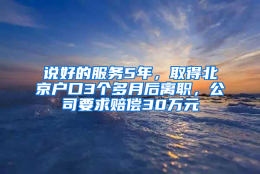 说好的服务5年，取得北京户口3个多月后离职，公司要求赔偿30万元