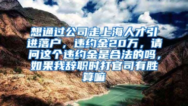 想通过公司走上海人才引进落户，违约金20万，请问这个违约金是合法的吗，如果我辞职时打官司有胜算嘛