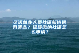 灵活就业人员社保新待遇有哪些？延缓缴纳社保怎么申请？