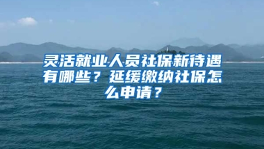 灵活就业人员社保新待遇有哪些？延缓缴纳社保怎么申请？