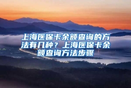 上海医保卡余额查询的方法有几种？上海医保卡余额查询方法步骤