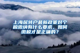 上海居转户最新政策对个税缴纳有什么要求，如何缴税才是正确的？