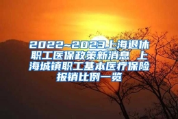 2022~2023上海退休职工医保政策新消息 上海城镇职工基本医疗保险报销比例一览