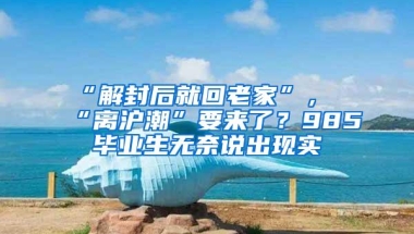 “解封后就回老家”，“离沪潮”要来了？985毕业生无奈说出现实