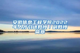 安徽信息工程学院2022年人才引进教授／副教授简章