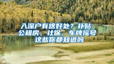 入深户有啥好处？补贴、公租房、社保、车牌摇号 这些你都知道吗