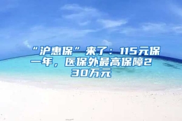 “沪惠保”来了：115元保一年，医保外最高保障230万元