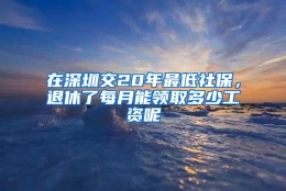 在深圳交20年最低社保，退休了每月能领取多少工资呢