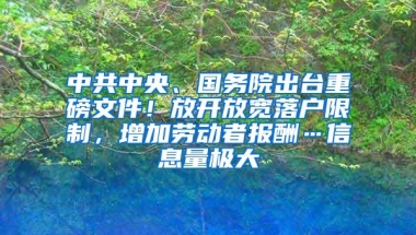 中共中央、国务院出台重磅文件！放开放宽落户限制，增加劳动者报酬…信息量极大