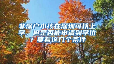 非深户小孩在深圳可以上学，但是否能申请到学位？要看这几个条件