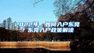 2022年，如何入户东莞？东莞入户政策解读