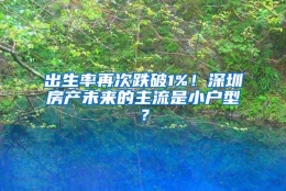 出生率再次跌破1%！深圳房产未来的主流是小户型？