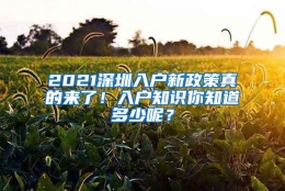 2021深圳入户新政策真的来了！入户知识你知道多少呢？