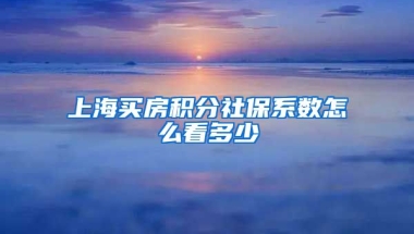 上海买房积分社保系数怎么看多少