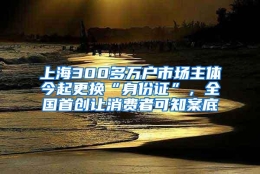 上海300多万户市场主体今起更换“身份证”，全国首创让消费者可知案底