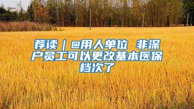 荐读｜@用人单位 非深户员工可以更改基本医保档次了