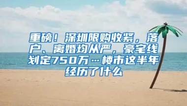 重磅！深圳限购收紧，落户、离婚均从严，豪宅线划定750万…楼市这半年经历了什么