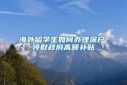 海外留学生如何办理深户，领取政府高额补贴